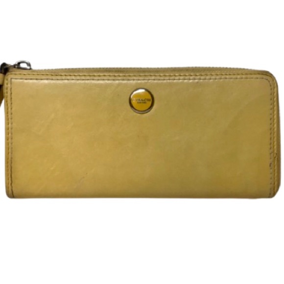 Coach Leather Zip Around Legacy Striped Interior Slim Accordion Wallet - Picture 1 of 8